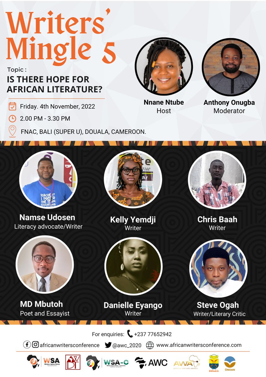 NnaneNtube's tweet photo. I will be hosting the 5th edition of Writers' Mingle at FNAC in Douala. This event is an introductory discussion to the African Writers Conference scheduled for November 5.
I'm looking forward to seeing you there.
#awc2022 #wsac https://t.co/DxkqD1PnGA