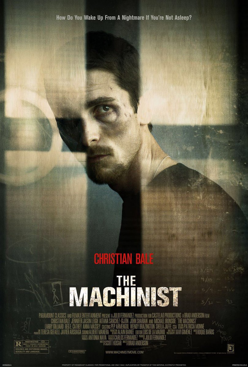 FilmNewsNos's tweet photo. 🎬MOVIE HISTORY: 18 years ago today, October 22, 2004, the movie ‘The Machinist’ opened in theaters!

#ChristianBale #JenniferJasonLeigh #JohnSharian #AitanaSanchezGijon #MichaelIronside #LawrenceGillardJr #RegECathey #AnnaMassey #ColinStinton #BradAnderson https://t.co/jKUgB8upH1