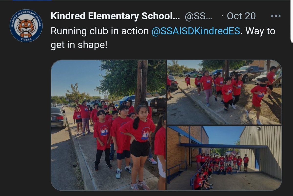 ZavalaStrong's tweet photo. This is my 5th year of sponsoring the Kindred Tigers Running Club... kids are doing amazing in attending every week.  #runningkids #southsan #kindred https://t.co/F84EsFMPsO