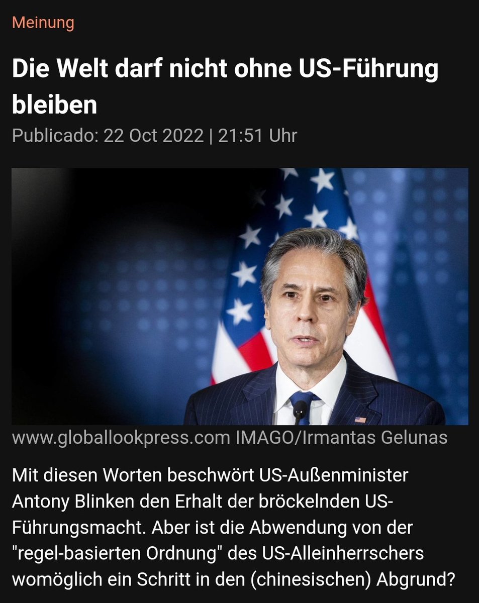 Die Angst geht um, im "amerikanischen Politzirkus"... oder was berechtigt die #USA dazu, sich als "Führungsmacht" zu bezeichnen, in einer #Welt , die weder ihnen gehört, noch von ihnen bestimmt werden will.
#Allmachtsphantasien wurden (und werden) niemals von Erfolg gekrönt sein!