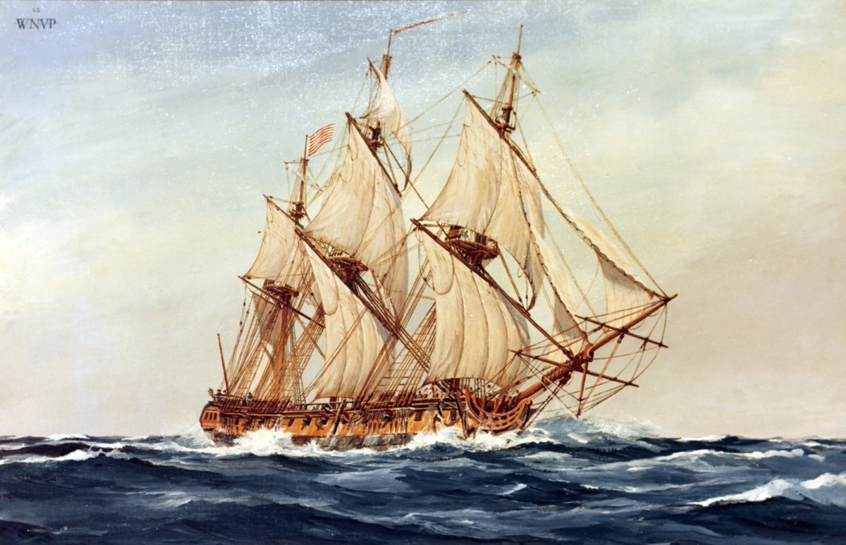 OTD in 1787 #USSALLIANCE sails past #SydneyHeads, 200 miles to seaward. Now a merchant ship, she is the first to pioneer this easternmost route to #China - from #Philadelphia, south around #Tasmania, reaching #Macao on 23 Dec after a voyage of 192 days, without anchoring. Cheeky.
