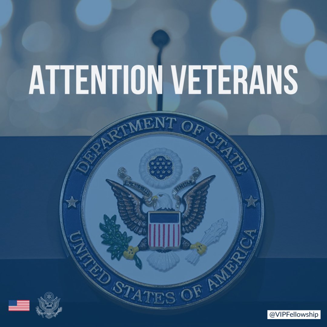 The @StateDept hosts a yearlong paid, professional program aimed at serving America’s vets by preparing them for diplomacy careers: @VIPFellowship. Are you a 🇺🇸 #VETERAN with a grad degree interested in foreign affairs? @doscareers may be a next step! ℹ️ careers.state.gov/interns-fellow…