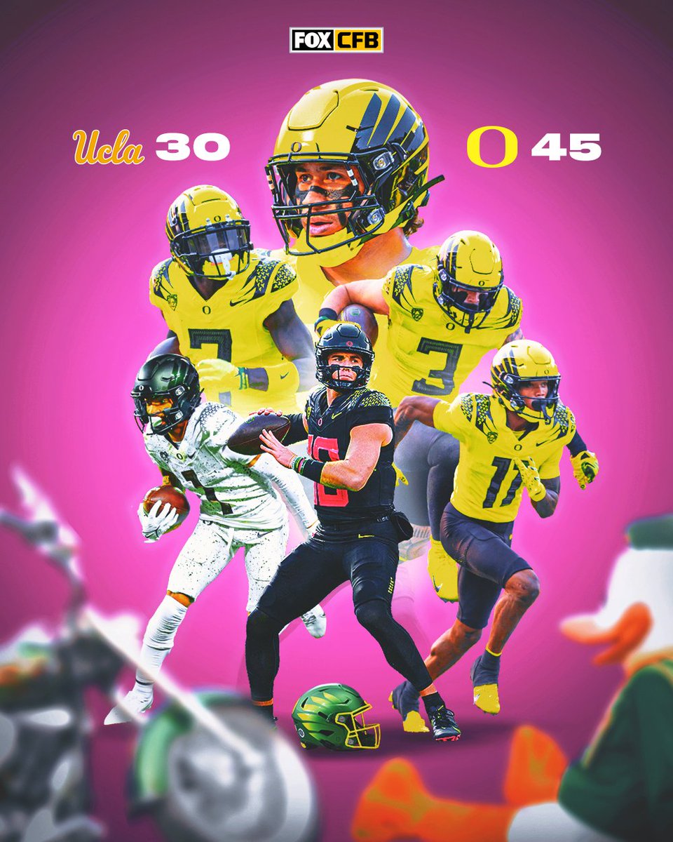 CFBONFOX's tweet image. DUCKS W 🙌🦆

@oregonfootball takes down No. 9 UCLA in Autzen