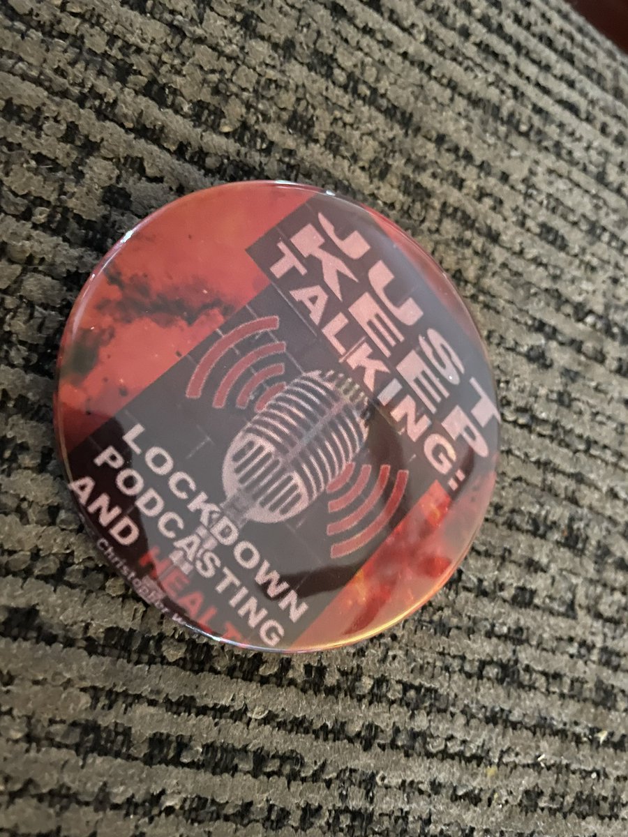 CrossBorderPod's tweet photo. I have the best Twitter people. A friends Daughter from North Carolina made this for me, thanks @dmwebgod and your amazing daughter for this fantastic button. #button #friendsoftwitter #justkeeptalking https://t.co/alSHDNMAfe