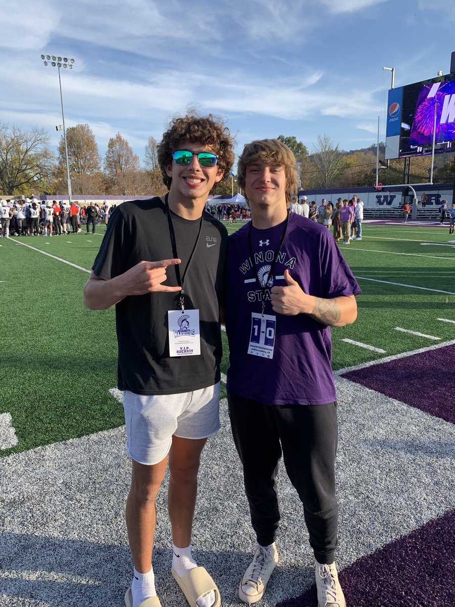 Thank you <a href="/WinonaState_FB/">Winona State Football</a> for having me back for another gameday! <a href="/peters_kaiden/">Kaiden Peters</a> <a href="/Coach_Bergy/">Brian Bergstrom</a> <a href="/IsaacFruechte14/">Isaac Fruechte</a> <a href="/CoachDiggins/">Michael Diggins</a> <a href="/CentCougsFB/">Centennial Cougar Football</a>