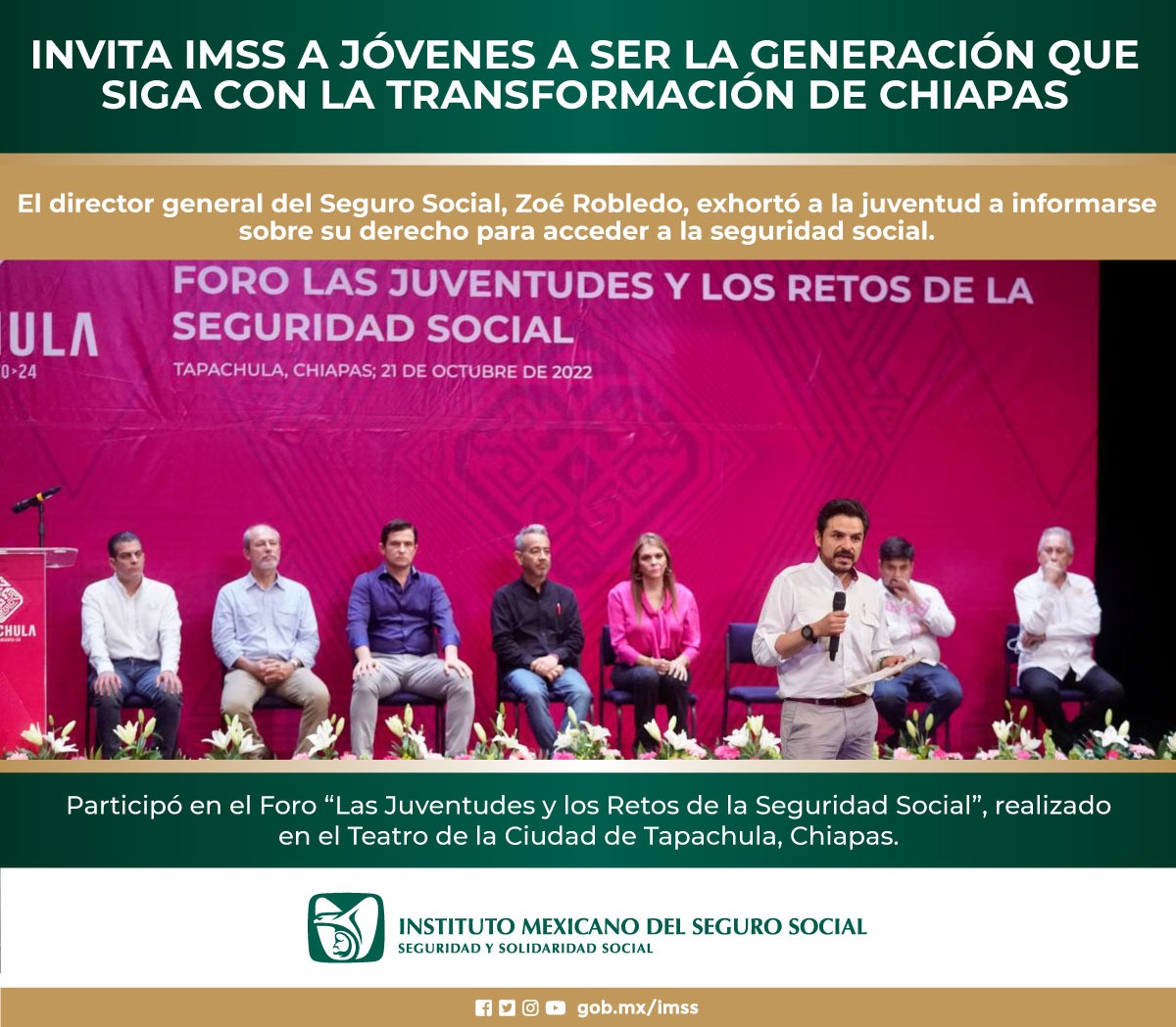 Tu_IMSS's tweet photo. Invita #IMSS a jóvenes a ser la generación que siga con la transformación de #Chiapas.

🔗 https://t.co/ovY98QzWvd https://t.co/DB2GpTIRo1