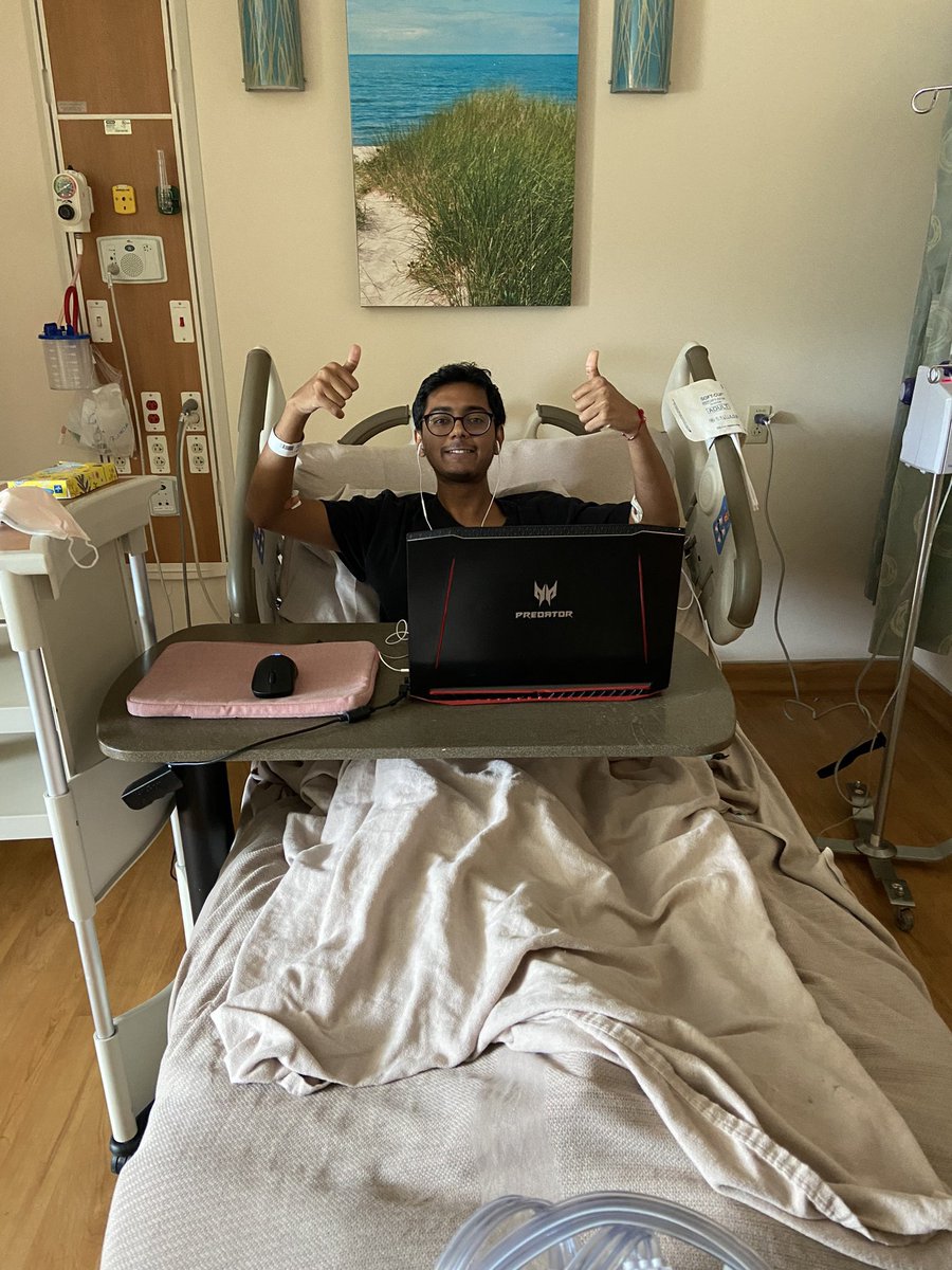 This is Nishil, a collegiate Valorant player who had a medical emergency and had pancreatitis send him to the ER. The team they were playing refused to reschedule, so this bad a$$ played a bo3 from his hospital bed and won… 2-0

Legend