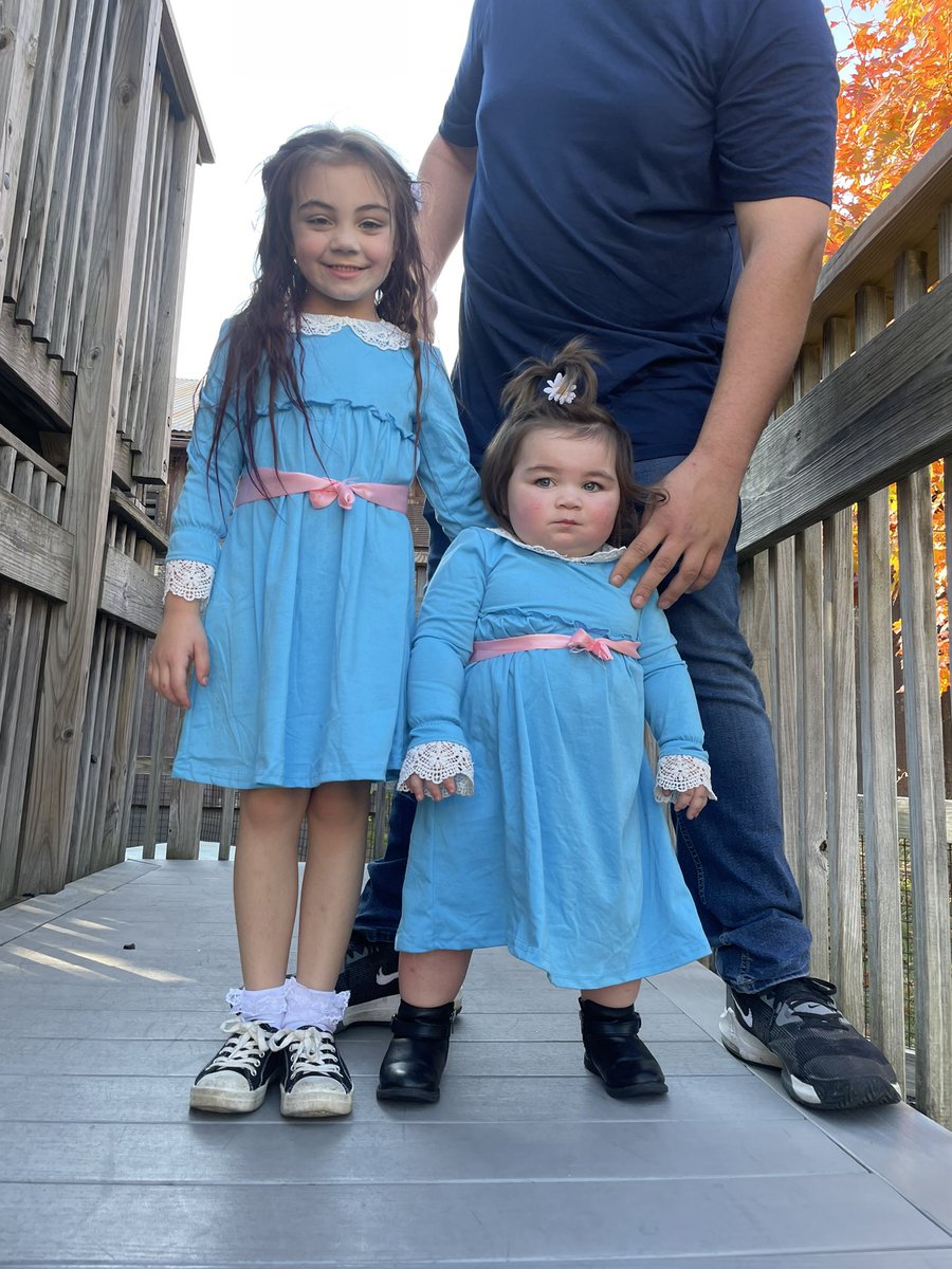 ShaneaNorth's tweet photo. @StephenKing when your 5 year old asks for her sister and her to be the Grady Twins for Halloween, you let it happen. Grateful to have a little girl who loves horror as much as her mom lol https://t.co/uctuRl2jSQ