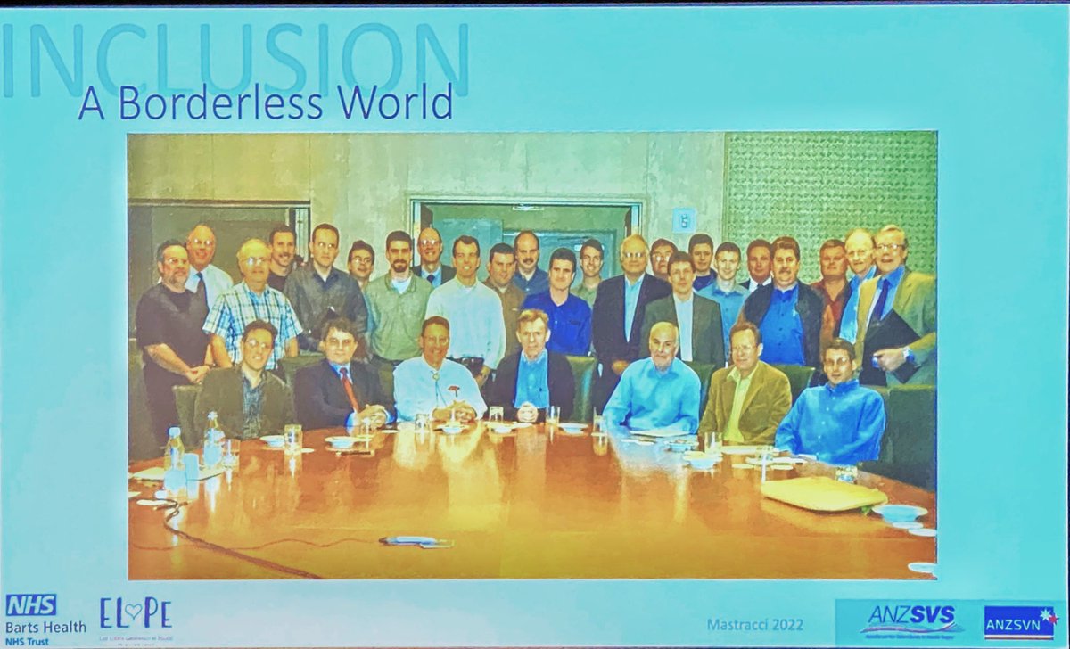ozvascdoc's tweet photo. A wonderful session on surgical leaders and history at #ANZSVS22 featuring Drs Noel Atkinson, Scotty MacLeish, Geoff Cox, Stanley Crawford, @arossnaylor, Peter Bell, @aorticsurgeon, Roy Greenberg, Doug Cavaye, Phil Walker. Nice to see MLB and John L Anderson snuck in there too! https://t.co/4o3GI5Wbmc