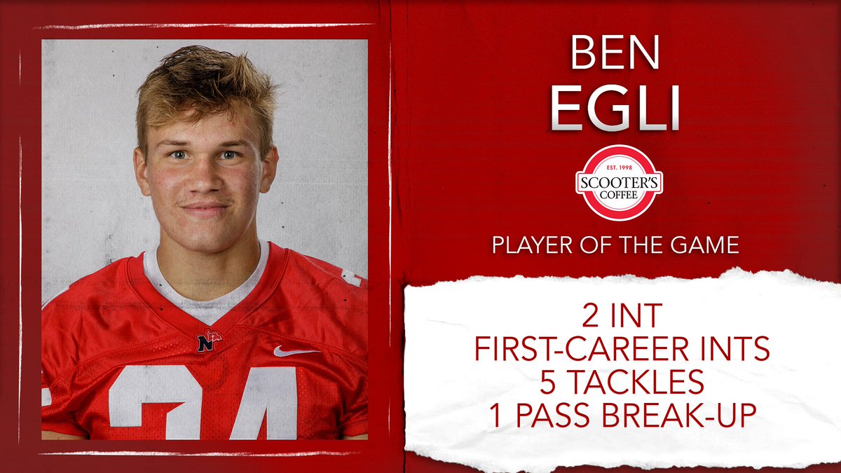 FB | Recording his first-career interceptions this afternoon, and recording five solo tackles, Ben Egli is your <a href="/scooterscoffee/">Scooter's Coffee</a> 𝙋𝙡𝙖𝙮𝙚𝙧 𝙤𝙛 𝙩𝙝𝙚 𝙂𝙖𝙢𝙚!

#RaidersStandOut | <a href="/nwc_fb/">Northwestern College Football</a>