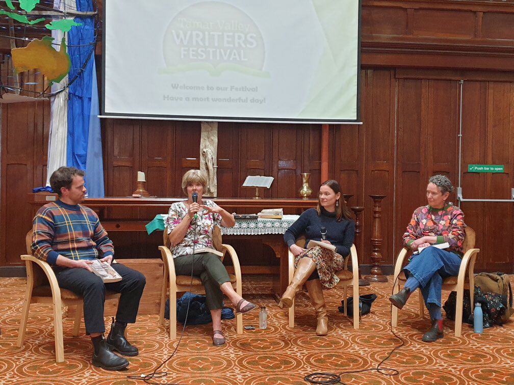 KJohnsonauthor's tweet photo. It was so good to talk books again - immersive, thought-provoking, other-worldly fiction and narrative nonfiction - with the very lovely @jonodavidbutler, @frippet and Robyn Mundy. Thanks Tamar Valley Writers Festival. https://t.co/PZdPjQAEi9