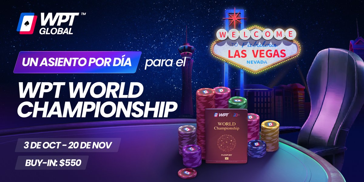 wptlatam's tweet photo. Mañana es domingo y se jugarán 8 asientos para el WPT World Championship en las Vegas🤑. ¡Descarga ♠️WPT Global, regístrate y gánate el tuyo! 💵

Info👉🏼https://t.co/6hzUNn2lEx

#wptglobal #poker #wptworldchampionship https://t.co/m5FrP6lxKO