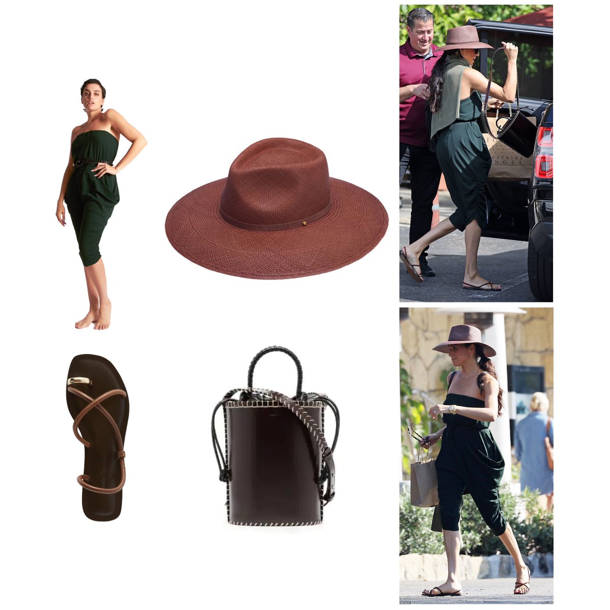 I can’t do a proper mock-up or ask @dagmar_Marie77 to cotweet because this is so bad & I must protect her. Jumpsuit - Malia Mills Hat - Cuyana (4th July) The bag is Chloe & I say it’s the Lawson bucket, but some think it’s the Louella The sandals are Laurie by Emme Parsons