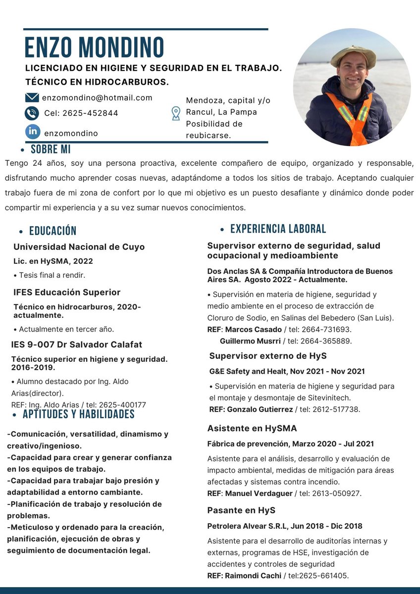 Buenas tardes a todos.
Quería compartir mi currículum por si surge alguna propuesta de trabajo relacionada a mí perfil, ya que mi contrato temporal se termina.
Tengo posibilidad de reubicarme a cualquier punto del país.
Si es posible rt, gracias 🥹