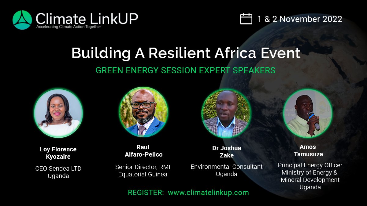 Secure your spot at the Pre-COP27 AMP Africa Event Green Energy session on 1 Nov 🗓️ Our Expert Speakers include Loy Kyozaire CEO Sendea, @RAlfaroPelico Senior Director @RockyMtnInst, Dr Joshua Zake, Amos Tamusuza of @MEMD_Uganda Sign up 👇 climatelinkup.com/amp-africa-lau…