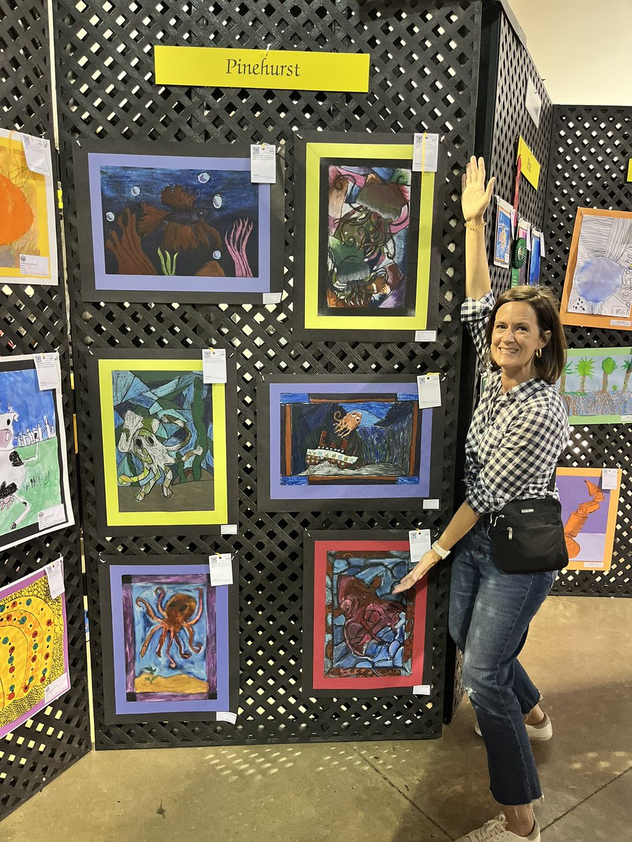 ashlee_ciccone's tweet photo. Pinehurst Elementary student art in the NC State Fair this year for the VERY FIRST time! We love our Mrs. Lowell for bringing our artists to the fair this year💙! @MooreSchools #RelentlessPES #inthebusinessofplay #thedolphindifference https://t.co/8jW2qYaFWa