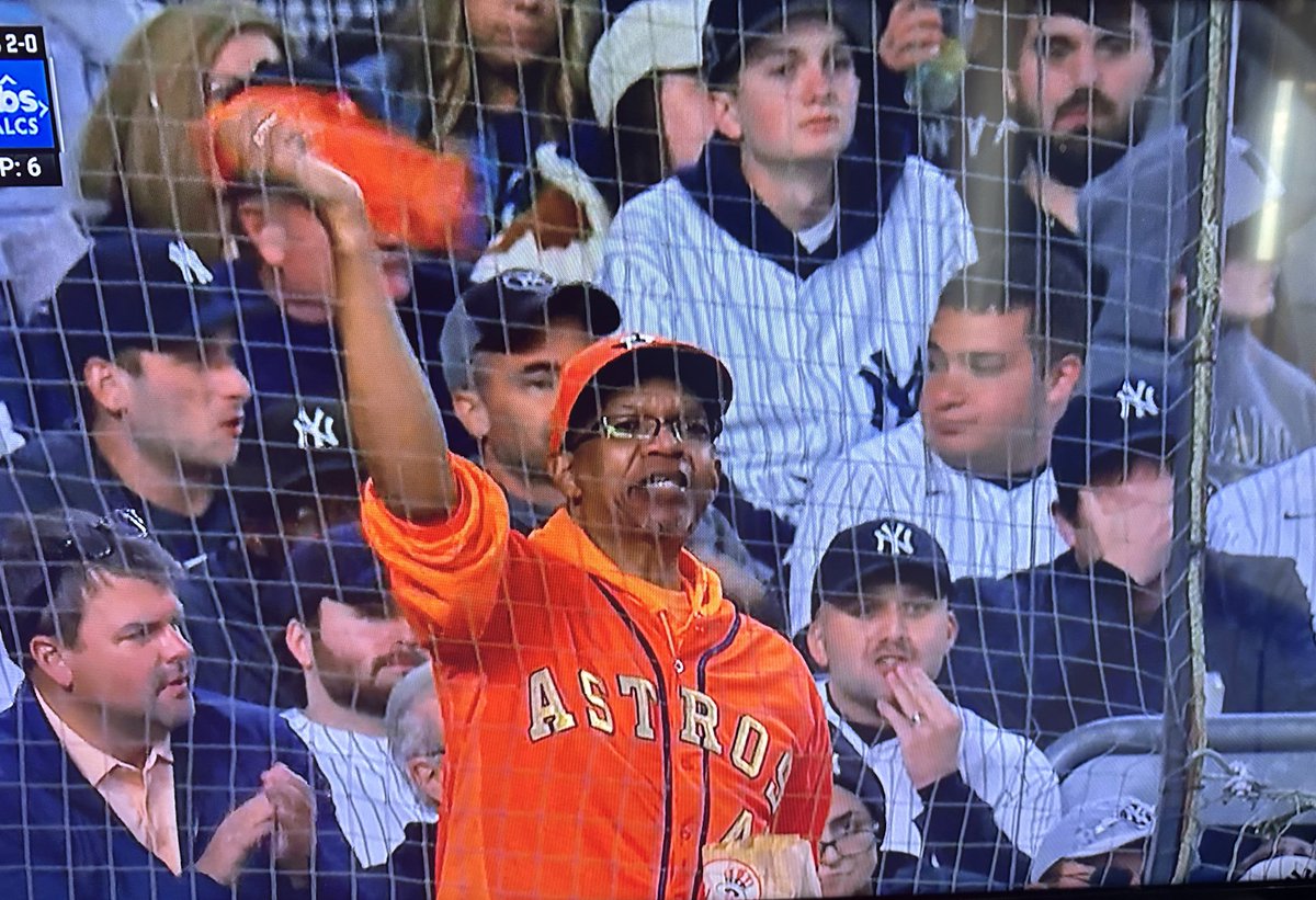 RussContreras's tweet photo. My homeboy Michael Whitmire @DancingLawyer at Yankee Stadium representing for the @Astros. Harvard grad, @UTexasLaw grad, salsa dancer.  #LevelUp https://t.co/cTi7NdiwfJ