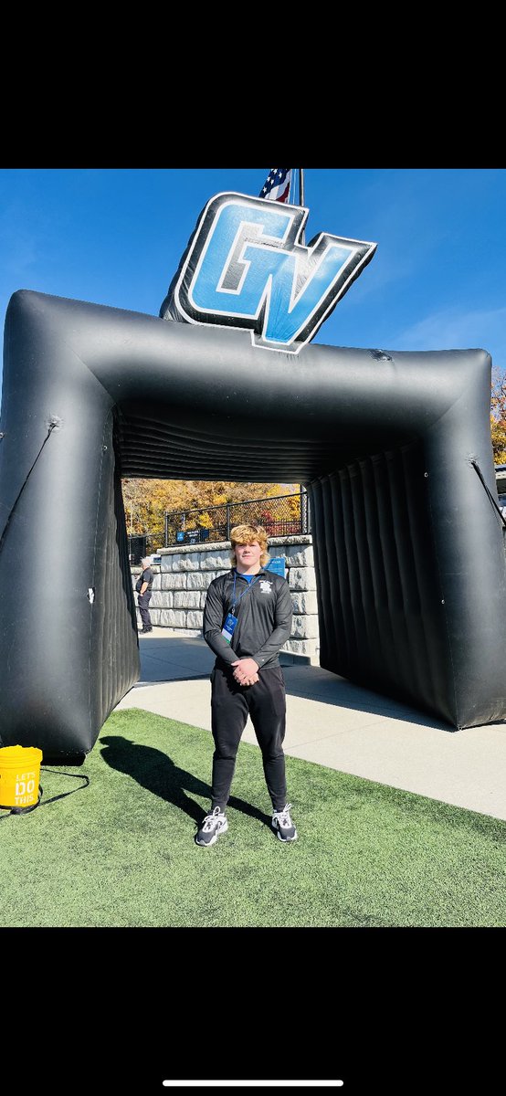 GraysonOrr65's tweet photo. Big thank you to @CoachVitzthum for the invite to the game day visit at Grand Valley State. I had a great time talking to @CoachBibbsGVSU and @CoachMitchGVSU about the program and watching the game. @gvsufootball https://t.co/lOn8CTOovW