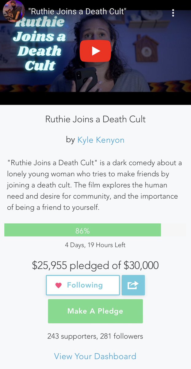 TheDarrylJones's tweet photo. Y’all! Only 4 days left and we’re SO close! Can YOU help us cross the finish line? Make your pledge today! 🙏🏻🙏🏻🙏🏻

@RuthieDeathCult @seedandspark 

#crowdfundingproject #crowdfund #indiefilm #filmmaking #comedy #cult https://t.co/EHsXG2W8tR