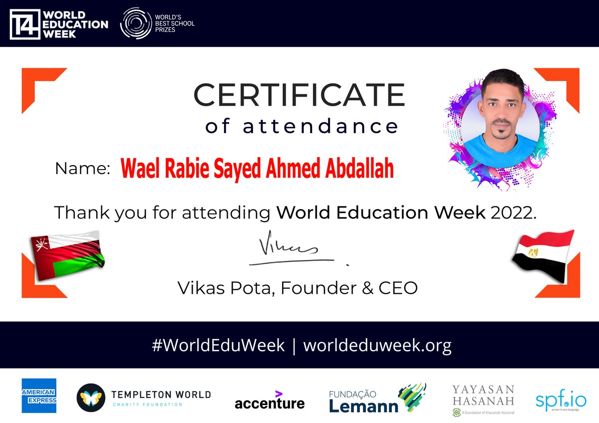 WaelRabie83's tweet photo. I am so happy for attending the T4 #WorldEducationWeek 2022 !
Thanks @T4EduC @MicrosoftEDU @MicrosoftOman @OmanEducator @ictoman #T4 #T4Education #t4eduweek #StrongSchools #Microsoft #MIEExpert https://t.co/sJOciZ3hvi
