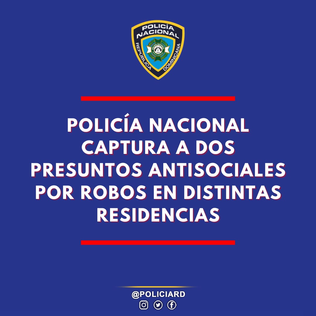 Agentes policiales adscritos la #DICRIM, junto a miembros preventivos en el sector María Auxiliadora, del D.N., apresaron a dos hombres quienes tenían varias denuncias en su contra por la comisión de distintos casos de robo en este mes de octubre. ➕️ bit.ly/3SiPLVK