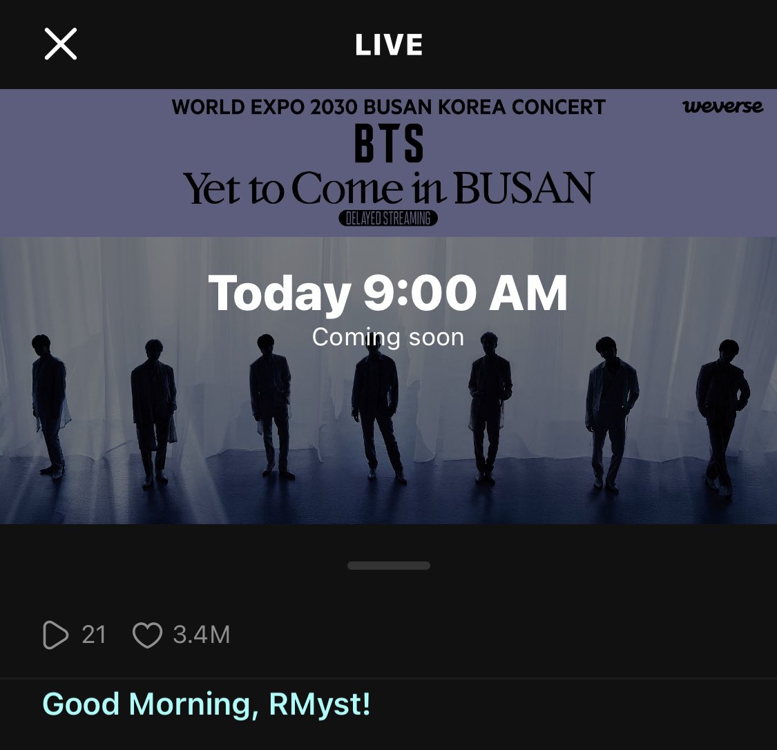 BFM_RMystPh's tweet photo. Good morning, #RMyst! It’s relay day! May we all be able to stream without a hitch. 💜
@BTS_twt #YetToCome_BTS
#YetToCome_on_Weverse_LIVE https://t.co/0uV8HlzOoF