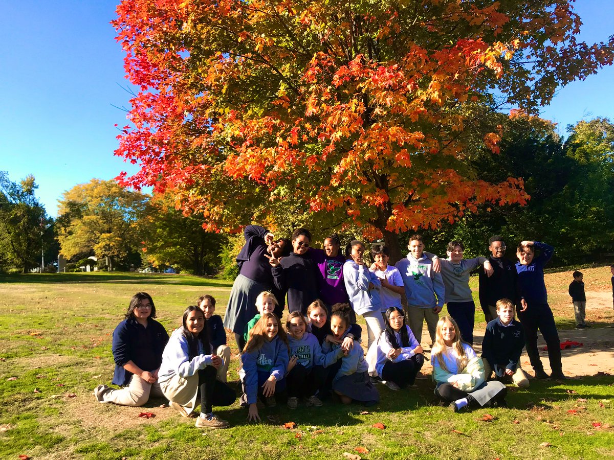 Hello Fall! St. James 6th graders enjoying recess on Academy Hill.