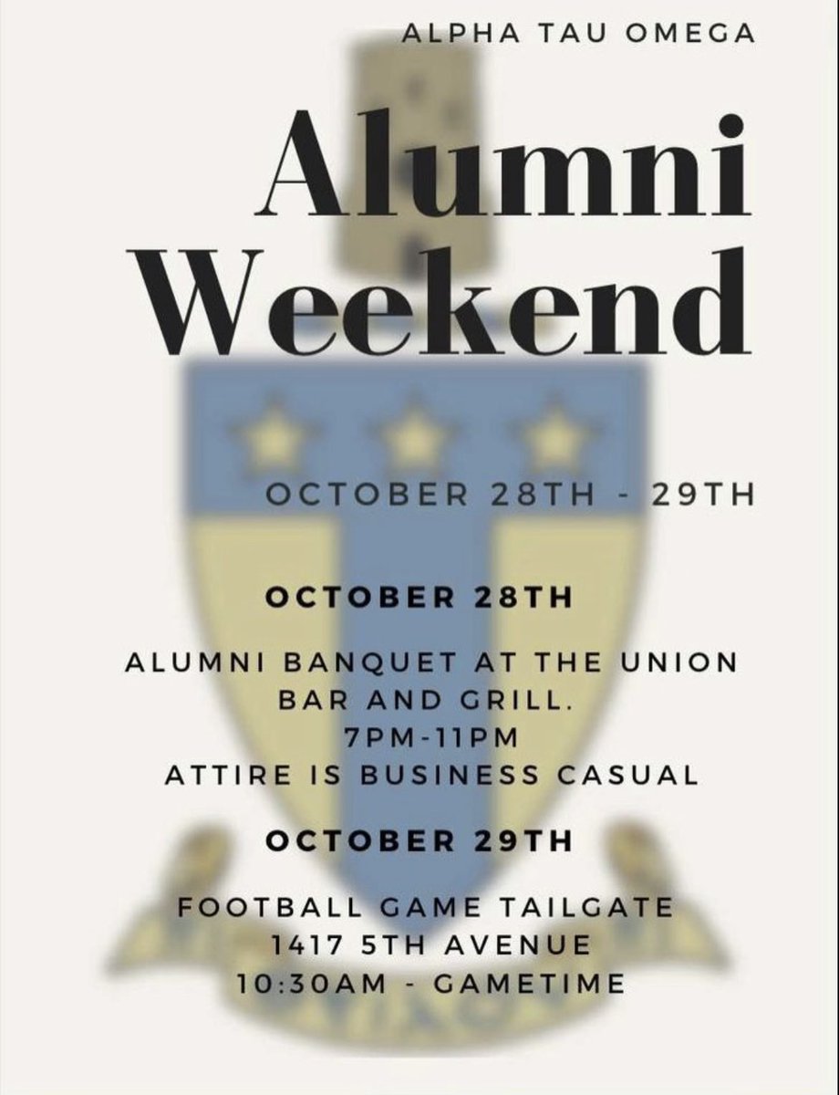 ATTENTION TAU ALUMNI ‼️ This upcoming weekend, we are excited to announce our annual alumni banquet and tailgate! Come out to help us celebrate you guys and let’s share some awesome memories together. We hope to see you all ! L&amp;R