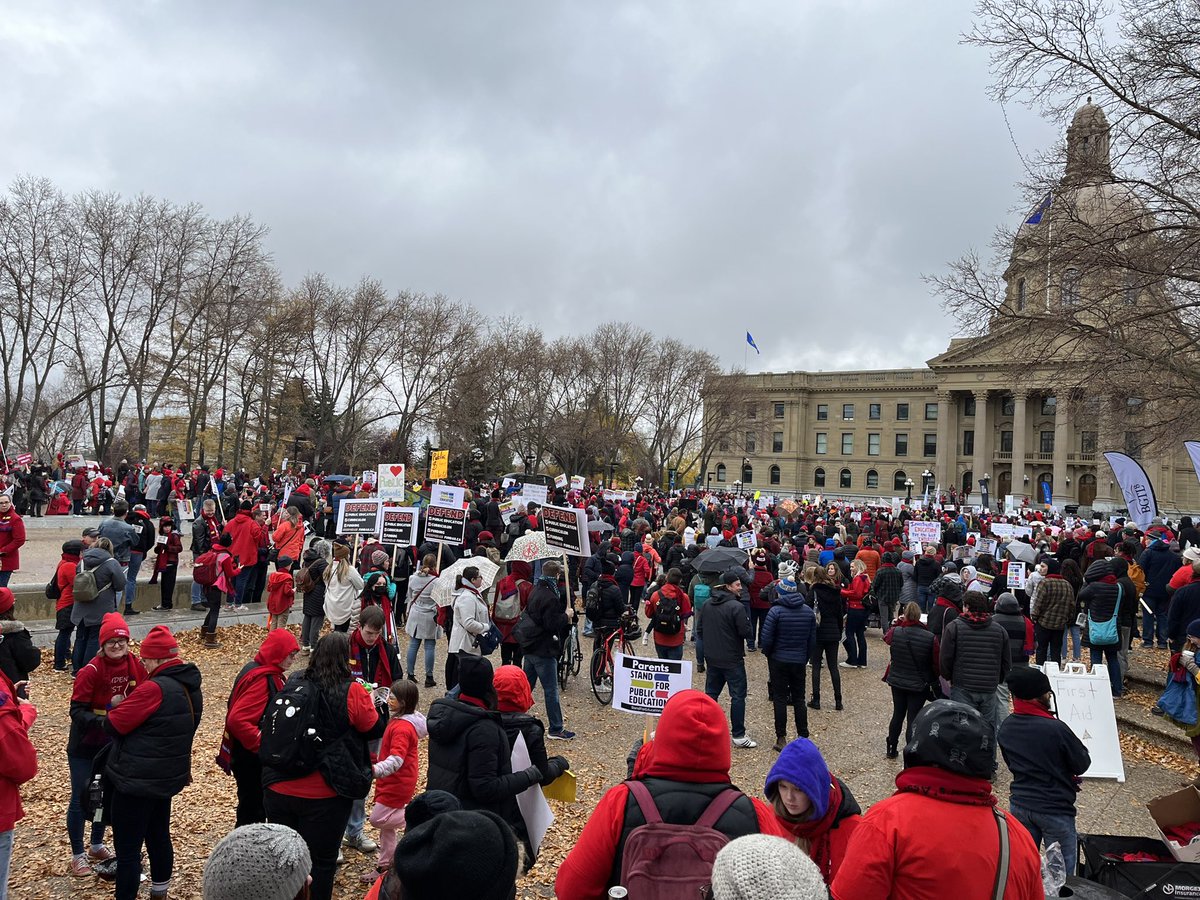 At the Red4Ed rally today @LegAssemblyofAB wondering why the @Alberta_UCP does not see Education as Crime Prevention be tough on crime invest now into #publiceducation & #traumainformededucation then we will have to invest less into prisons in the future @albertateachers