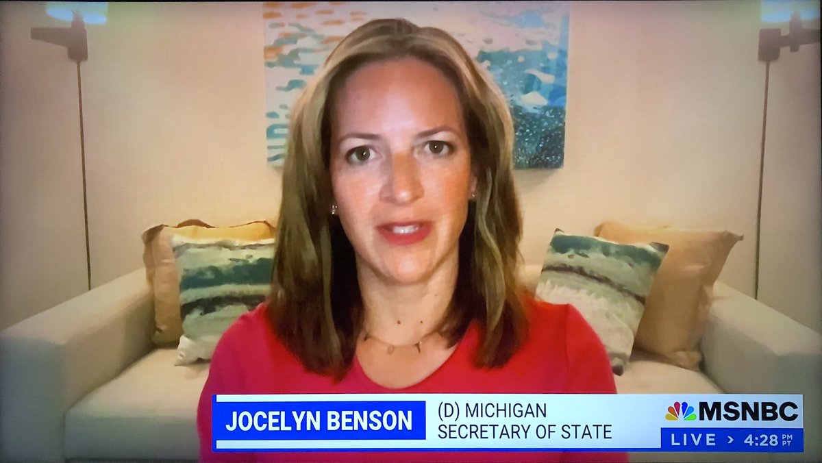 ratemyskyperoom's tweet image. Sets the standard for Top Secretary of State. Art. Depth. Pillow work. Protecting democracy. 10/10 @JocelynBenson