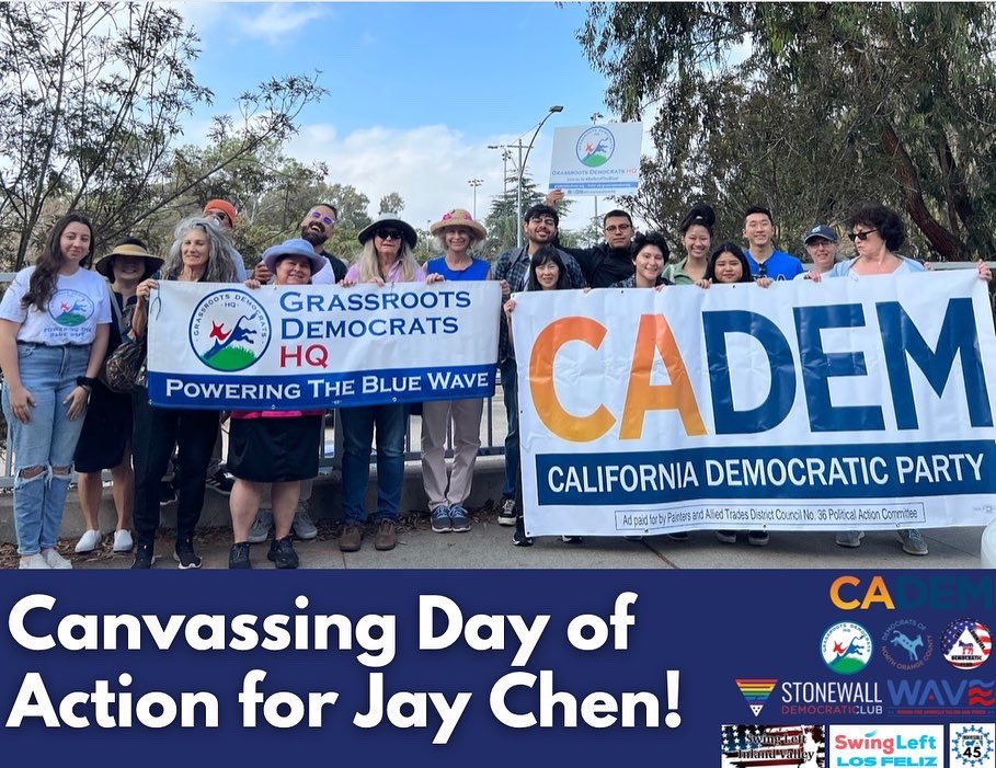GrassrootsDemHQ's tweet photo. On this cold Saturday morning we had 1️⃣8️⃣ volunteers join us as we took a bus from LA to Garden Grove in order to canvass for @jfchen. We are so close, yet so far from #electionday that everything we do counts! https://t.co/CtsmZAXSAr