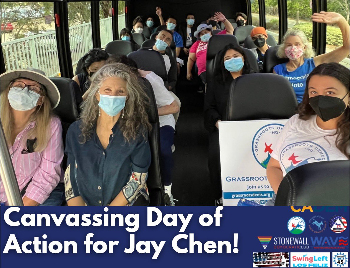 GrassrootsDemHQ's tweet photo. On this cold Saturday morning we had 1️⃣8️⃣ volunteers join us as we took a bus from LA to Garden Grove in order to canvass for @jfchen. We are so close, yet so far from #electionday that everything we do counts! https://t.co/CtsmZAXSAr