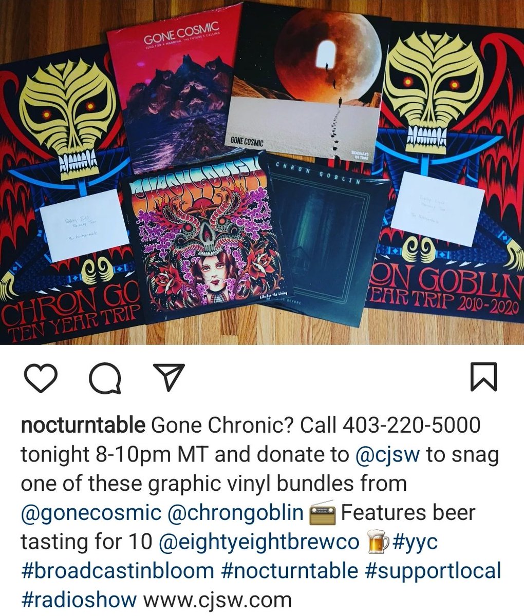 Vinyl and Beer 🍺 Donate to The Nocturntable on Saturday and score an incredible incentive from <a href="/gonecosmicband/">Gone Cosmic</a> <a href="/ChronGoblin/">Chron Goblin</a> and <a href="/EightyEightBrew/">Eighty-Eight Brewing Company</a> #yyc #supportlocal @cjsw 90.9fm