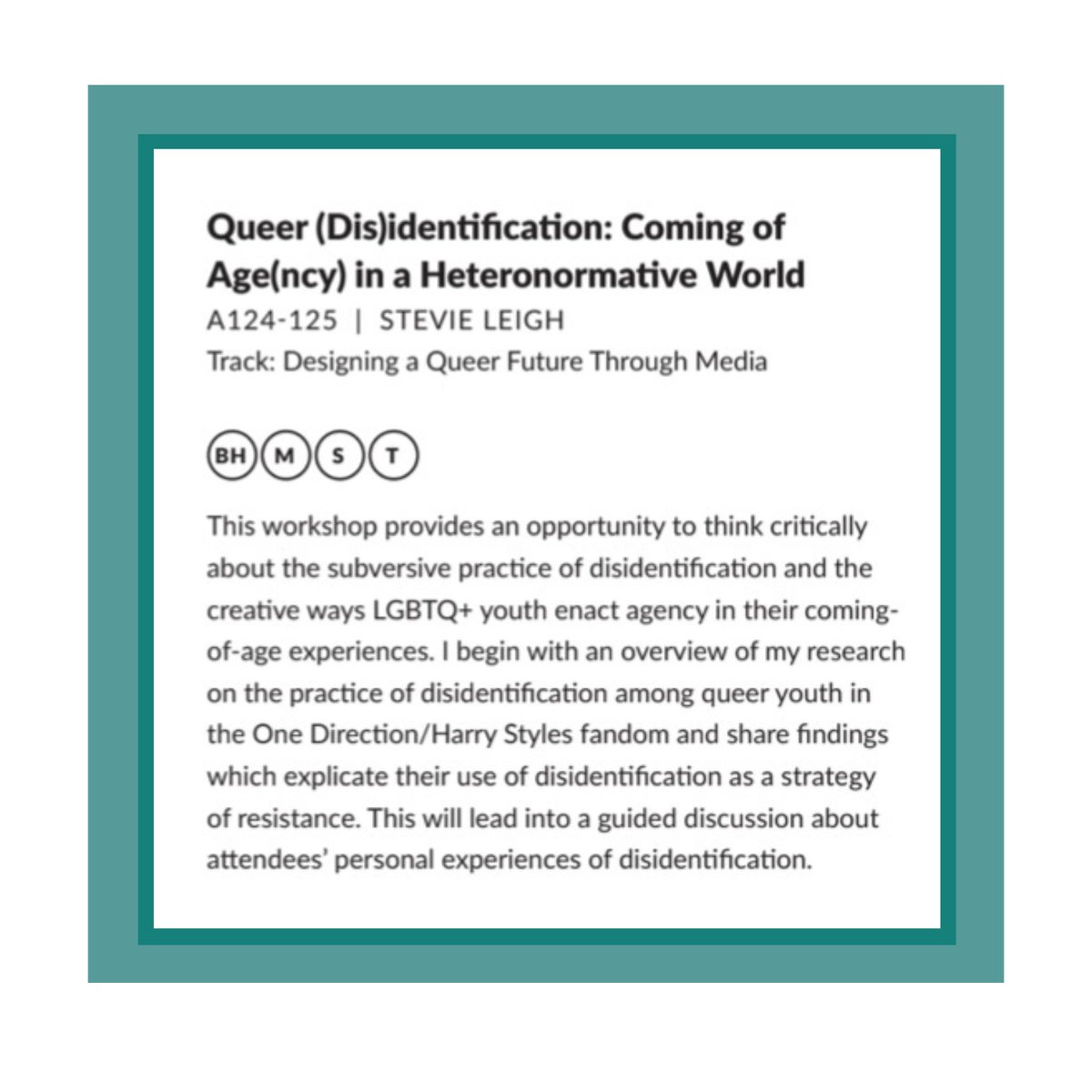 stevaleigh's tweet photo. Today I had the opportunity to lead a workshop based on my research at #MBLGTACC30 ! I presented as part of the “Designing a Queer Future through Media” Track which recognizes media as a tool for gender justice and sexual liberation 🏳️‍🌈 #onedirection #HarryStyles @mblgtacc https://t.co/Xp89DB5ZNp