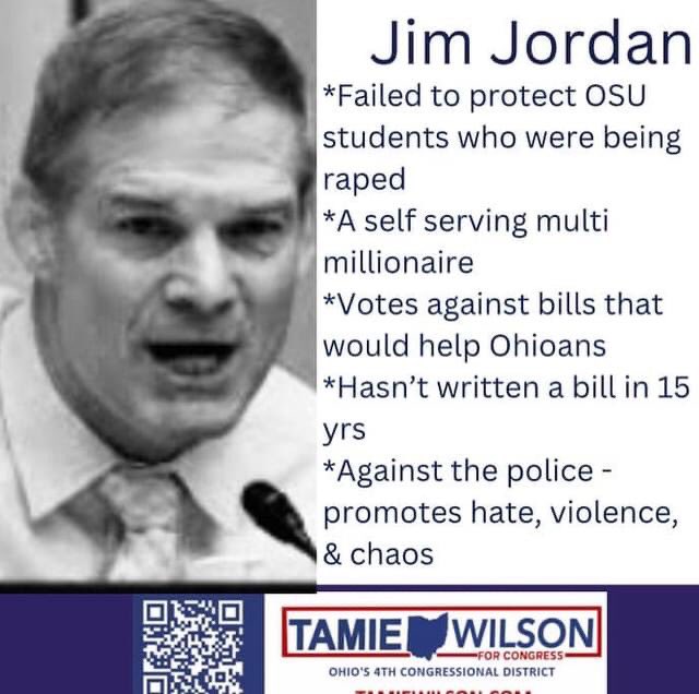 cchexcsechotmai's tweet photo. “Fanatical RethugliKKKan Extremist of the Day” profiled by the House of Representative from Ohio’s 4th District, #JacketlessGym, a brain dead lunk who is now serving in his 7th term in office.”
Sounds bout right to me! Vote @TamieUSCongress to #FireJimJordan! #VoteBlueNotQ! I am! https://t.co/8SXJuaW7gp