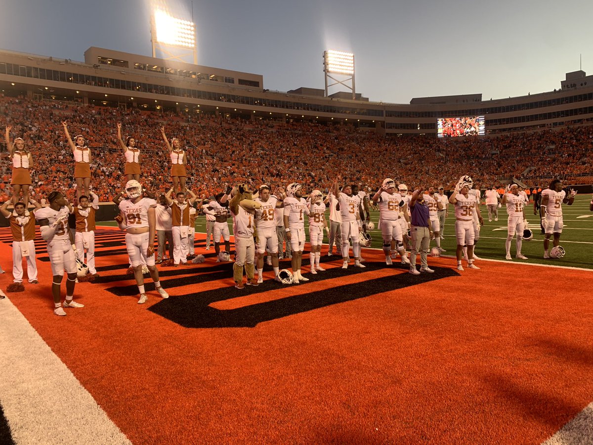 Texas players and coaches were so distraught after the Oklahoma State loss that only a few hung around for The Eyes of Texas