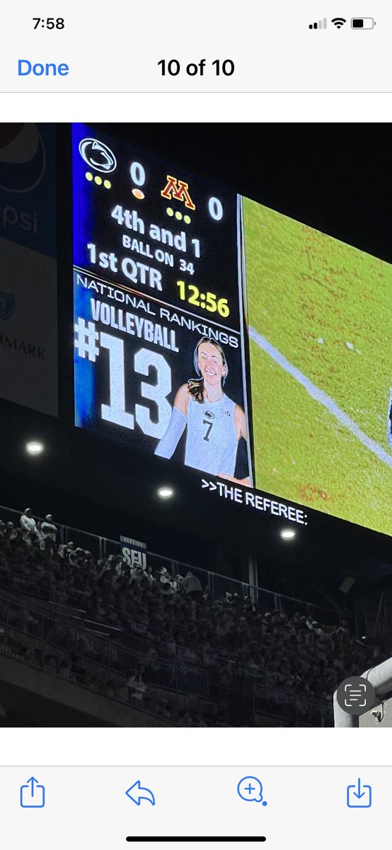 CathyGrant20's tweet photo. #psuwhiteout.  And @macy_vde makes the Jumbotron. 💙💙 https://t.co/g9DjbIkuQW