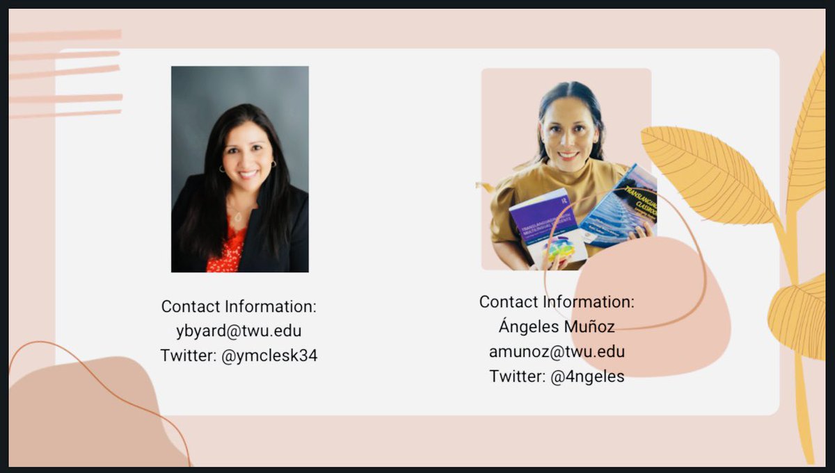 AngelesMLEd's tweet photo. Join our session at La Cosecha Dual Language conference! We will share our passion and advocacy for #multilinguallearners and #multiculturallearners while using #Translanguaging to empower their learning. @TWUMultilingual
@DrMandyStewart @Ymcclesk34 @TWULitandLearn https://t.co/qgTemwwnuh