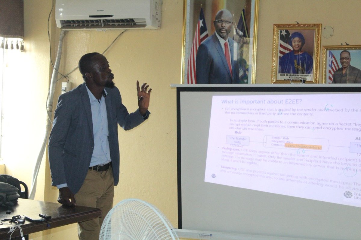 IsocLiberia's tweet photo. #GlobalEncryptionDay October 21, 2022, held at Ministry Post & Telecommunications, Carey Street, Monrovia, Liberia 🇱🇷. #photooftheday @VictorNdonnang @ISOC_Africa @encryption_day @internetsociety #StandupForEncryption https://t.co/b2yGUBVdkY