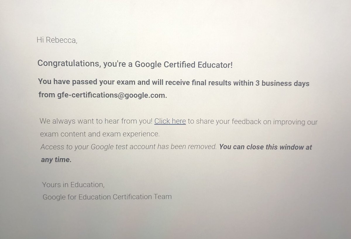 MissCulpepper8's tweet photo. @HTSD_Lalor @WeAreHTSD @MuziLearningLab @RiderCEHS I passed my Google Level 1 Certification Exam! #htsd https://t.co/pzsel250iA