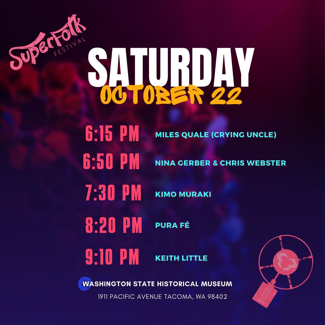 NWFolklife's tweet photo. The Superfolk Saturday concert starts in 1 hour! https://t.co/YVTs4e0bql https://t.co/tw8fWPqssz