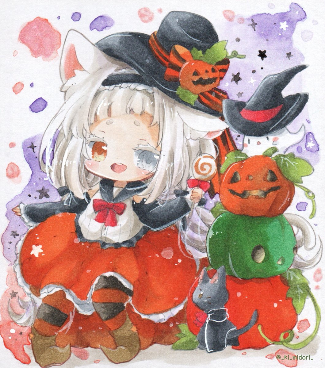 「ハロウィンにゃん魔女ちゃんー 」|きい(きみどり)のイラスト