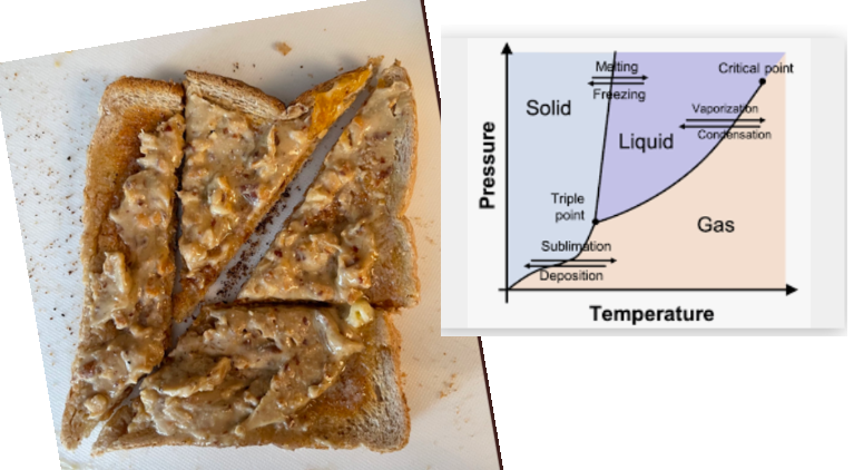 janehhodgkinson's tweet image. You nicely tapped into your inner geochemist/chemist. Interested in the new sub division in the high temperature low pressure phase #phasediagram #toast