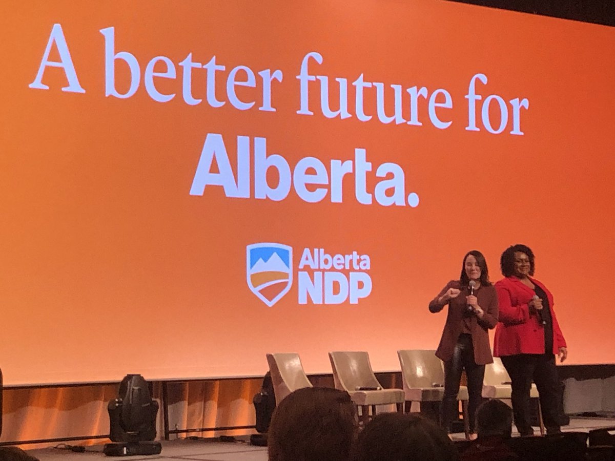 SPhillipsAB's tweet photo. What a wonderful day MCing ⁦@albertaNDP⁩ convention with my new friend Rhiannon Hoyle, candidate in Edmonton South! 

So much positive energy for a thoughtful, pragmatic vision for #albertasfuture. #ableg https://t.co/baAOgl6ihu