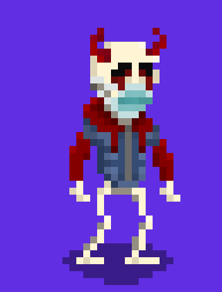 PocketBones's tweet photo. Spooky season returns...🎃 

#8974 is gearing up for halloween with his 'Devil Horns'. A rare trait with only 90/10,000! At Pocket Bones we are awakening bones daily in sprite form! How many bones do you want to see in come back to life? 

#PBarmy #NFT #ETH https://t.co/FbEZBIy7QP