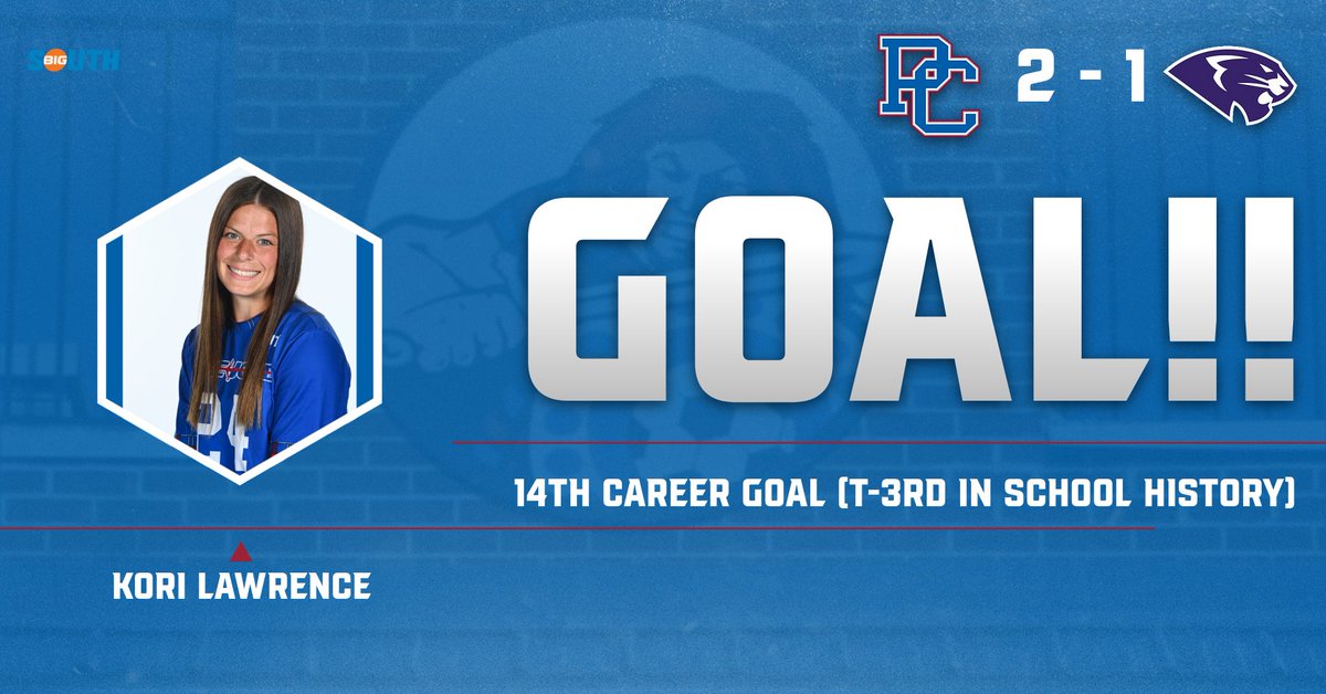 BlueHoseWSOC's tweet photo. The tables have turned!!! 😱

Just three minutes after PC ties it up, Kori Lawrence delivers her 14th career strike in the 75th minute to give us the lead!!! 💣

#GoBlueHose https://t.co/eSjo1whPjH