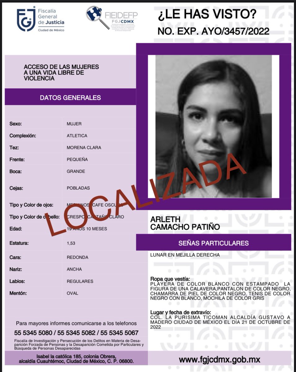 GeneroIPN's tweet photo. #IPNInforma 

Alerth Camacho Patiño, estudiante de #ESIMETicomán ya fue localizada. Se encuentra en buenas condiciones y bajo buen resguardo, fuera del plantel. Autoridades y personal del #IPN están con ella. https://t.co/7skhH5cN4p