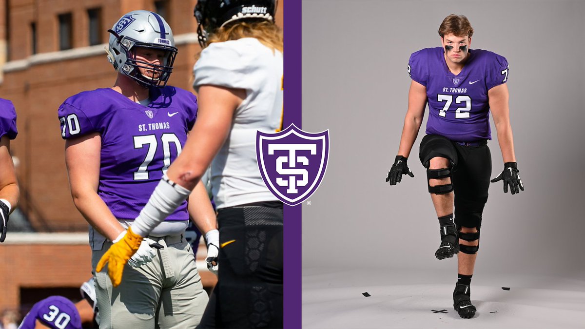 TommieAthletics's tweet photo. For the 5th time in 7 games, @UST_Football had a different leading rusher today.

Commonality? The 8 O-Line starters: 

@Mattweimann21
@SheaAlbrecht
@alec_rasmussen_
@langsston
@Laliberte_ust67
@StanekBrock
@schmitzmark18
@demuthdane 

Tommies top-20 in FCS rushing🔥

#RollToms https://t.co/iAsBtx60Lc
