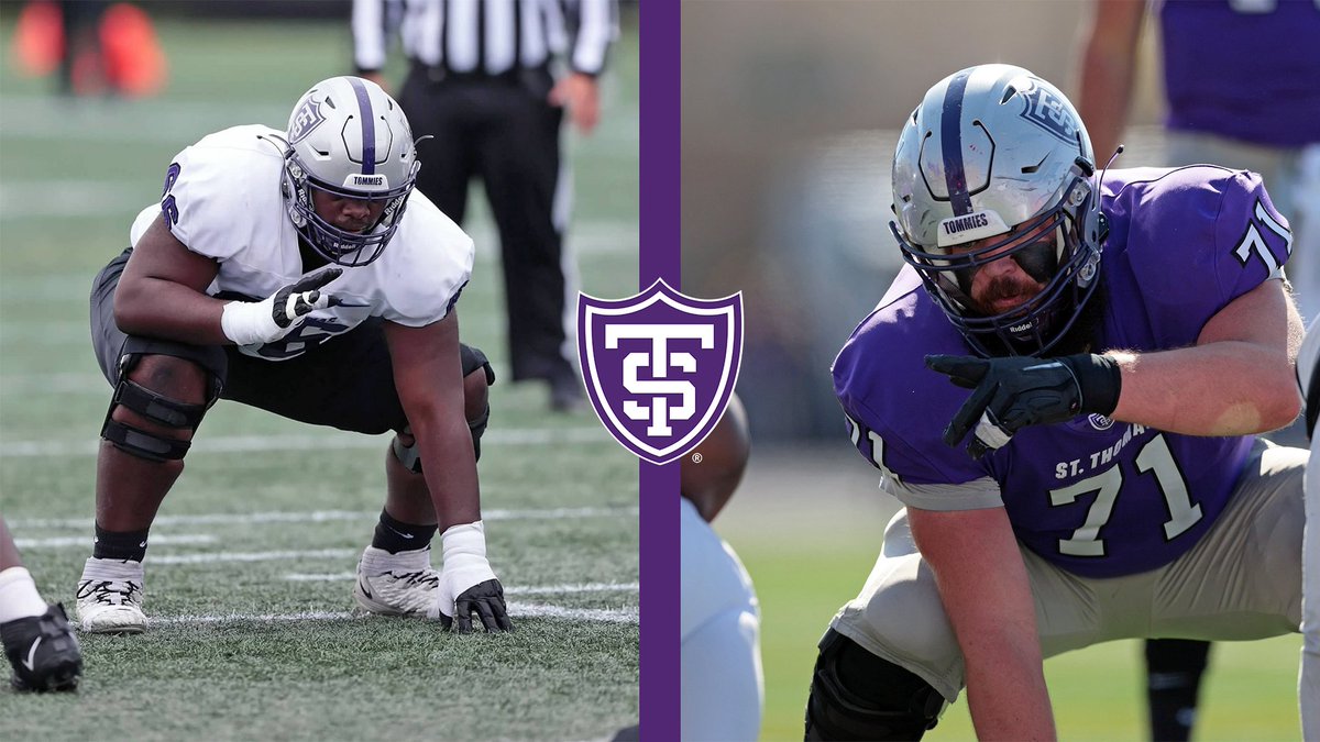 TommieAthletics's tweet photo. For the 5th time in 7 games, @UST_Football had a different leading rusher today.

Commonality? The 8 O-Line starters: 

@Mattweimann21
@SheaAlbrecht
@alec_rasmussen_
@langsston
@Laliberte_ust67
@StanekBrock
@schmitzmark18
@demuthdane 

Tommies top-20 in FCS rushing🔥

#RollToms https://t.co/iAsBtx60Lc
