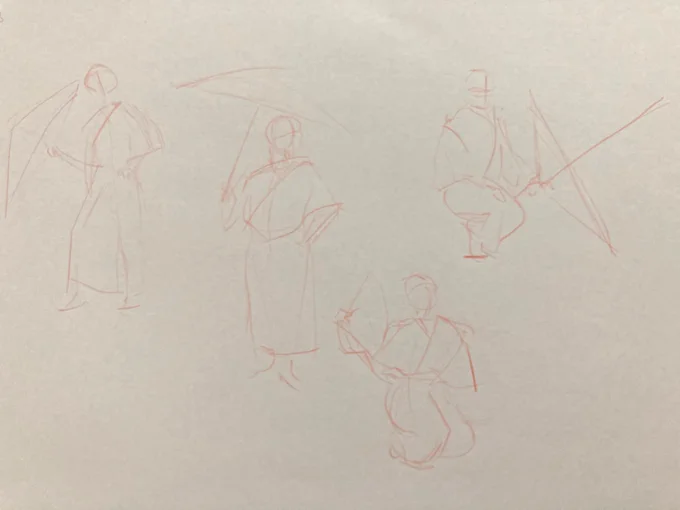 ジェスドロ13回目。着物&amp;和傘扇子と描くものがてんこ盛りだったので、丸棒を描くのはやめシルエットを追いながら印象を出してみた。案外うまくいくかもしれない。いろんなモデルさんが出てくるので楽しい。013#ジェスドロパーティ#GESDRAWParty 